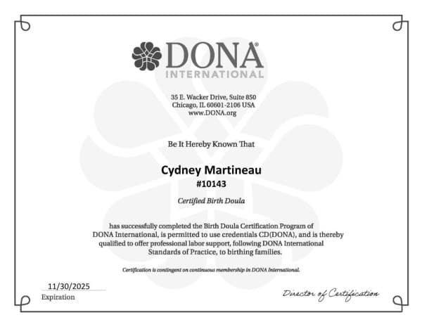 Martineau, Cydney — doula training — photo 1